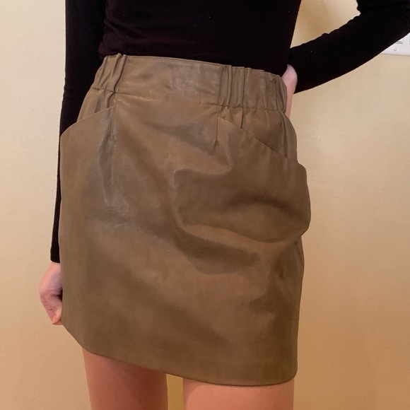 ZARA BASIC Taupe Brown faux leather skirt Fall Size XS - Picture 1 of 7